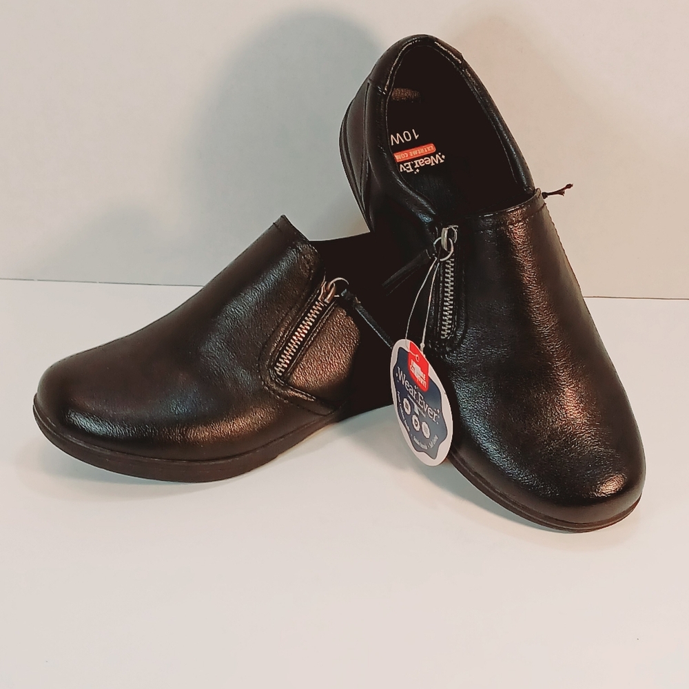 Elegant Black Slip-On Leather Shoes with Zipper